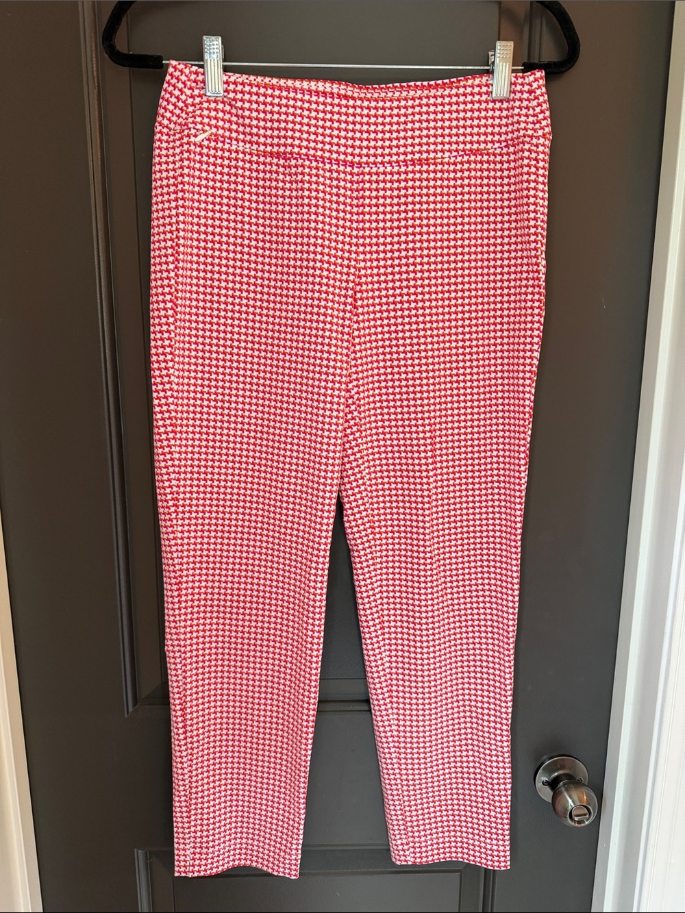 J. McLaughlin Pink and Red Houndstooth Knit Pants Size S